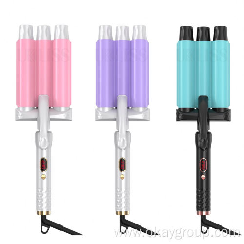 three barrel ceramic Ionic big wave curler automatic